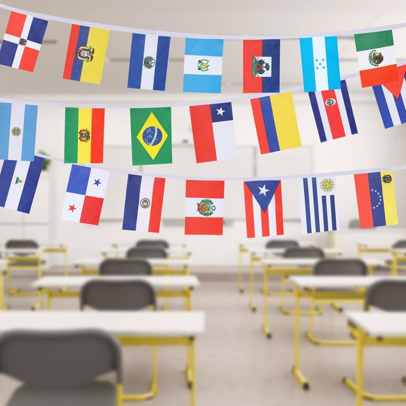 Alphatool 2 Set Latin America 21 Countries String Flags, Hispanic Heritage Month Decorations, 25ft Assorted Latino Flag Banners for Classroom Sports Bars Party Decor - Image 1